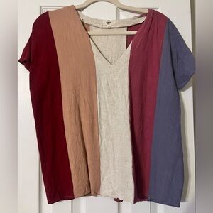 Entro Red and Tan Boxy Short Sleeve T-Shirt